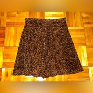 Leopard Print Button-Down Skirt